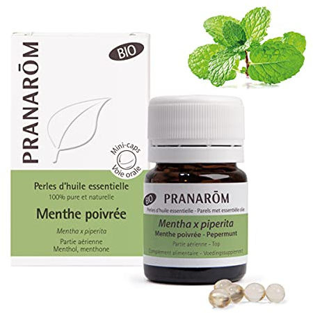 PRANARÔM - Perles De Menthe Poivrée BIO - Mini-Capsules Bio Prédosées À L’Huile Essentielle - Digestion et Tonus - 100% Pure Et Naturelle - HECT - 60 Perles