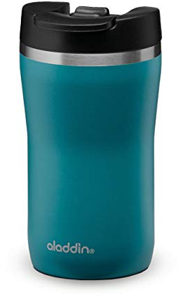 Aladdin Barista Café Thermavac Leak-Lock Edelstahl Thermobecher 0.25L Aqua Blue - Auslaufsicherer Becher - Kaffeebecher To Go Thermo - Hält 2,5 Stunden Heiß - BPA-Frei - Spülmaschinenfest