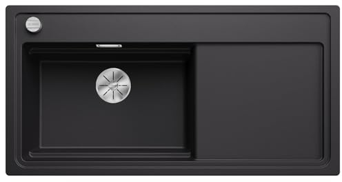 BLANCO ZENAR XL 6 S | Granitspüle aus SILGRANIT schwarz | Hauptbecken links | [100x51x20,2 cm] | für 60 cm breite Unterschränke | Hauptbecken links | Reinigungsfreundlich | Großes Becken