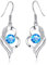 Kamise Boucles d'oreilles Femme en Argent fin 925 avec Zircone Cubique Bleu, Boucles d'oreilles en Forme de Coeur Hypoallergénique, Mariage Anniversaire la Fête des Mères Cadeau pour Femme Fille