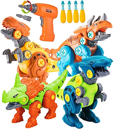 STAY GENT Dinosaurier Spielzeug für Kinder mit Elektrobohrer, 4 Packungen DIY Dinosaurier Pädagogische STEM Spielzeug, Dinosaurier Spielzeug für 3-7 Jahre Alt Jungen und Mädchen