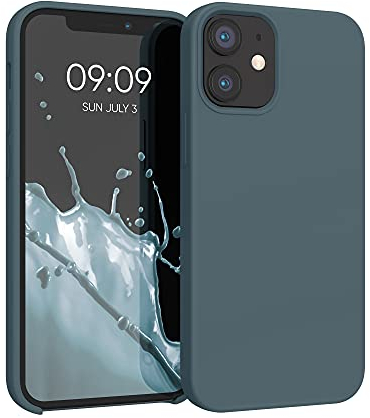 kwmobile Handyhülle für iPhone 12 mini Hülle, für iPhone 12 mini Case - Hülle Silikon - kabelloses Laden - Dunkler Schiefer