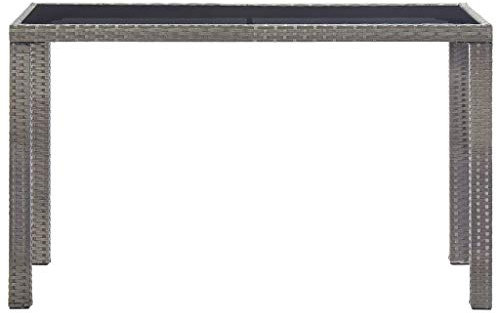 Tidyard Gartentisch Balkontisch Esstisch Terrassentisch Anthrazit 123 x 60 x 74 cm PE-Rattan Glastischplatte Stahlrahmen