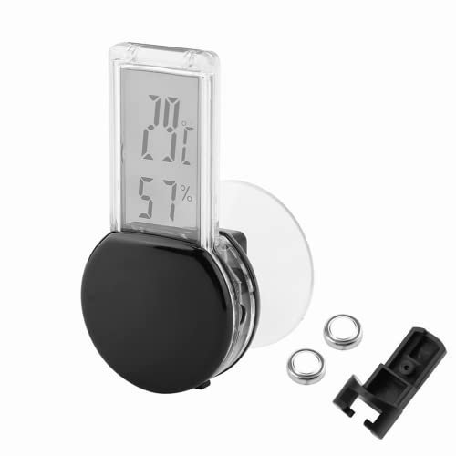 Reptile Thermometer, Electronic Digital Pet Thermometer Hygrometer with Sucker Waterproof High LCD Display Humidity Temperature Monitor for Reptile Tanks Terrariums Vivariums(black)