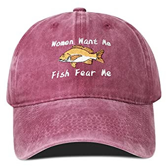 Frauen Want Me Fish Fear Me Baseballkappe, Bestickt, burgunderfarben, Einheitsgröße