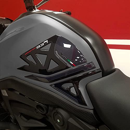labelbike - Adesivi in Resina Gel 3D Protezioni Laterali Moto Serbatoio compatibile con Ducati Monster 937 2021-2024
