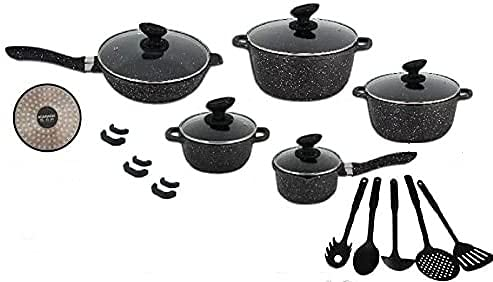 Batteria di pentole in pietra lavica Dg Bavaria 21 pezzi colore Nera