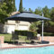PURPLE LEAF 3 X 3 M Garden Cantilever Parasol, Large Square Overhanging Patio Umbrella with Crank Handle and Tilt for Balcony and Outdoor, Gray