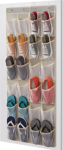 Lifewit Organizer über der Tür für Schuhe, Hängeregal Stoff Hängeorganizer mit 24 Taschen, Schuhregal Hängend Kleiderschrank Organizer für Schlafzimmer, Badezimmer, Schrank, Groß, Hellgrau