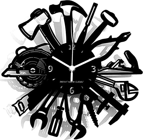Instant Karma Clocks Wanduhr Künstler Hydraulisch Zimmermann Mechanisch Garage Werkzeuge Geschenkidee für Tischler