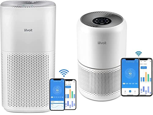 LEVOIT Smart Air Purifiers for Home Large Room, Covers up to 1588 Sq. Ft, APP Control and PM2.5 Display, White & Smart Air Purifier for Home Bedroom, H13 HEPA Air Filter, Core300S