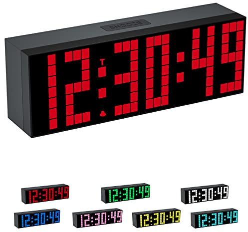 CHKOSDA Digitaler Wecker, LED-Uhr mit 5,1 cm (2 Zoll) Digitalanzeige, 7 Farboptionen, einstellbare Helligkeit, Countdown-Uhr mit Fernbedienung, Kalender und Temperaturanzeige, für Schlafzimmer