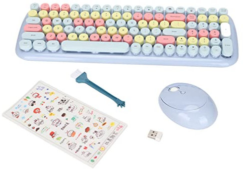 Elprico Tastatur-Maus-Set, 100 Tasten 2.4G Wireless Power Saving Tastatur-Maus-Kit, Langstreckenübertragung Smart-Tastatur-Maus Fit für Desktop-Tablet Windows XP/7/8/10(Elegantes Violett)