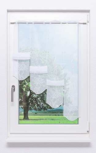 Plauener Spitze Panneaux Kelchblüten (BxH) 112x95cm in weiß