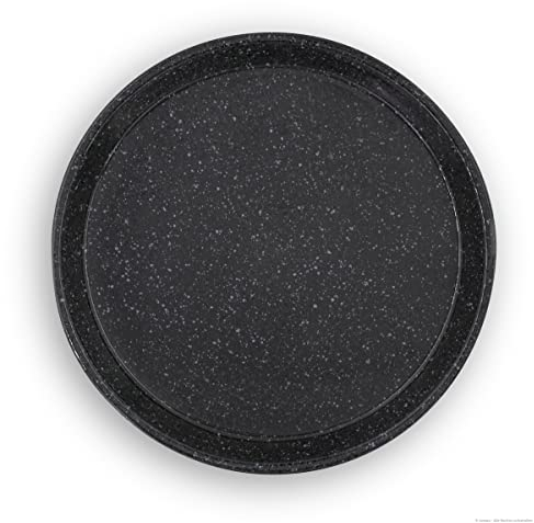 K&K Ceramic Saucer Bird Bath Round Outer Diameter 36 cm, Inner Diameter 32 cm, Height 3.7 cm, Weather-Resistant, Robust, Thick-Walled for Flower Pot, Plant Pot, Bird Bath, Colour: Grey/Granite