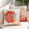RYBornament Kissenbezug mit geometrischem Blumenmuster, 2 Stück, 45 x 45 cm, für Herbst und rustikal, Leinen, für Zuhause, Terrasse, Wohnzimmer, Möbel, Sofas, Bänke, Dekoration, Orange