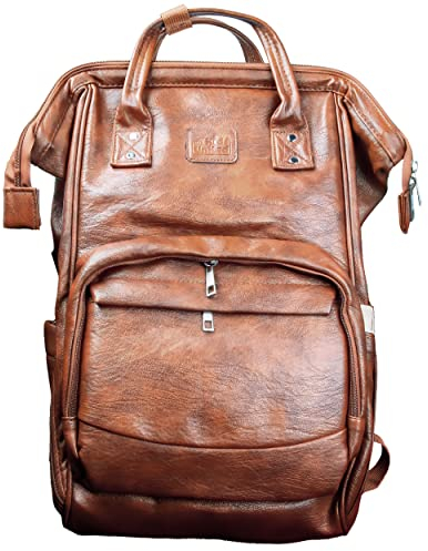 all Kids United® Wickeltasche Baby Wickelrucksack aus veganem Leder; Komplett Set mit Multifunktions-Babytaschen und Kinderwagengurte und Schultergurte