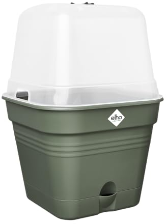 Elho Green Basics Pot De Culture Carré Allin1 15 - Pot De Fleurs pour Culture & Récolte - Ø 15.0 x H 12.1 cm - Vert/Leaf Green