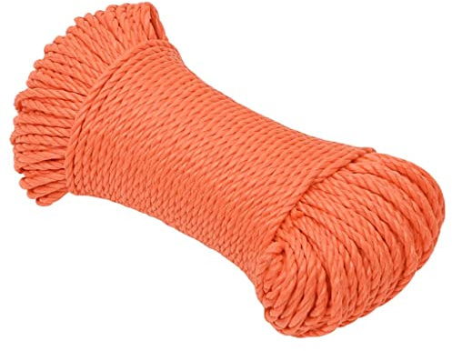 vidaXL Work Rope House Garden Workshop Work Line Twisted Rope Poly Cord Floristry Craft All-purpose Cord Orange 6 mm 50 m Polypropylene