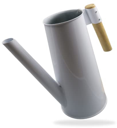 Zink Gießkanne 3l - kleine Gießkanne für Zimmerpflanzen - Gieskannen Zimmerpflanzen sind perfekt zum Gießen oder als Vintage Deko. Gießkanne klein mit Holzgriff. Gießkanne weiß