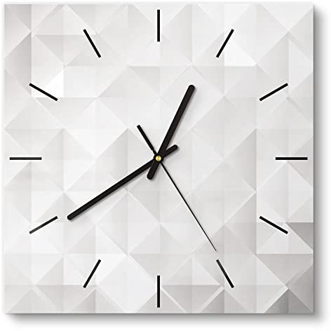DEQORI Glasuhr | 30x30 cm | Motiv Symmetrische Rauten | ausgefallene leise Design Uhr aus Glas | Wanduhr für Wohnzimmer & Küche | moderne Hingucker Uhr für die Wand