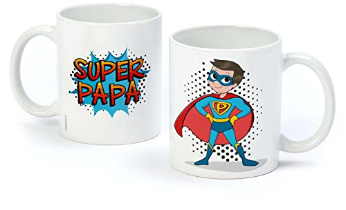Mopec G723.6 Taza cerámica SUPER PAPA en francés Ø8x9.5cm