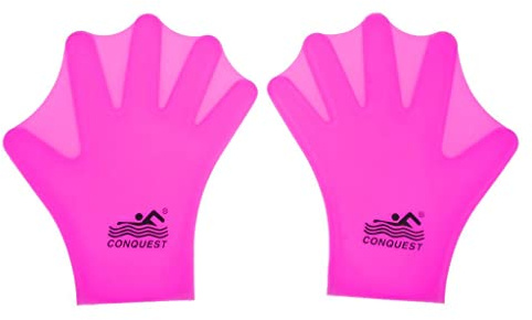 Tiuimk Silicone Swim Webbed Gloves for Diving and Swimming, Children's Size, Pink