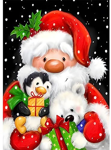 NAIMOER Peinture Diamant Noël Adulte, 5D Père Noël Diamond Painting Complet, Diamant Painting Kit Enfants Hiver Diamant Strass Point de Croix Cristal Painting pour Murale Décor 30x40cm