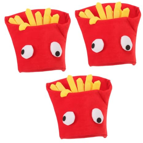 ABOOFAN 3 Stk Pommes-frites-kappe Lustige Verrückte Hüte Neuartiges Kostümzubehör Sombrero-stirnbänder Foto-requisiten-hüte Lustiger Kostümhut Halloween-food-kostüm Haustier Kind Gemütlich