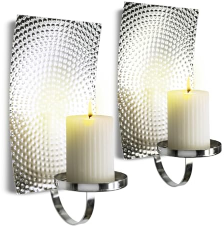 My Home 2er Set Metall-Kerzenhalter, Silber