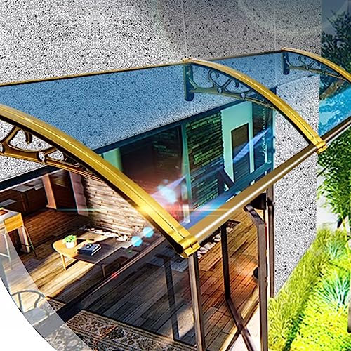 Vordach für Haustür Wetterfeste vordach Überdachung Haustürvordach Türdach für Draußen Pultbogenvordach aus Transparent Polycarbonat,UV Beständig Vordach für Eingangstür (80x180cm/32 x71)