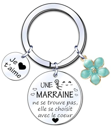 YJYJZX Cadeau Marraine Bapteme Porte-Clés,Cadeau Anniversaire Marraine,Cadeau Marraine Communion,Annonce Marraine,Porte clé Marraine,Noel Marraine