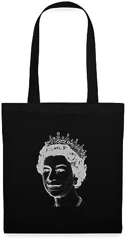 Spreadshirt Queen Elizabeth II Stoffbeutel, One size, Schwarz