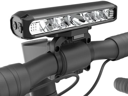 UPPEL Fahrradlicht Vorne 2600 Lumens USB C Ladeanschluss 5 LEDs 4-Lichtmodi Fahrradlampe Vorne Einfache Installation Beste Aluminium Fahrradbeleuchtung für Nacht Reiten-Schwarz