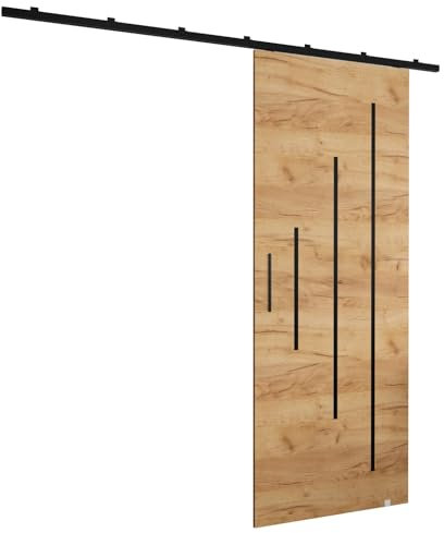 Rail porte coulissante Zonda Y - Porte coulissante interieur avec rail - 204x90 cm - kit porte coulissante - guide porte coulissante - avec poignée de porte - porte suspendue coulissante
