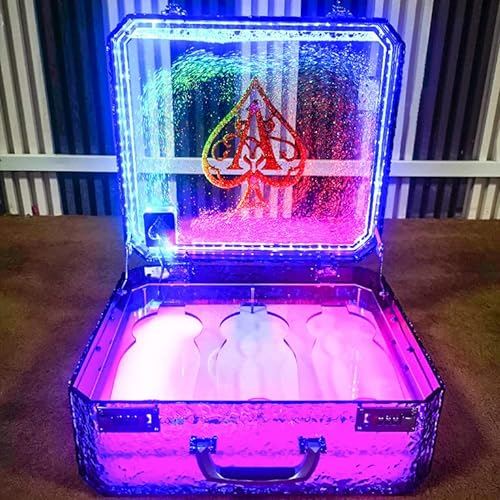 LoJax LED-beleuchtete Aufbewahrungsbox Für Spirituosenflaschen, Bunt Beleuchtetes Flaschenregal, Acryl-Weinregale, LED-Alkohol-Ausstellungsregal Für 3 Weinflaschen