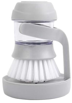 Soap Dispensing Palm Brush Storage Set, Kitchen Brush with Holder for Pot Pan Sink Cleaning
