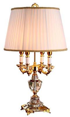 Lámpara de sal marina de roca de cristal Lámpara de mesa de estilo europeo Diseño de candelabro adornado Lámpara de mesa de cristal Palacio Viento romántico Alto 72 cm Lámpara de sal de cristal