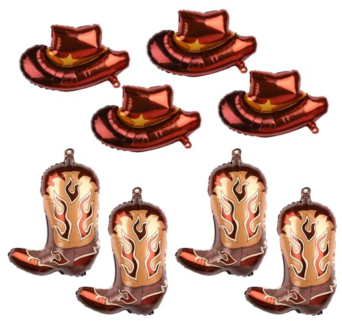 8 Stück Western-Themen-Partyballons, Groß Cowboystiefel Ballon Hüte Folienballon Cowboy-Party-Dekorationen für Cowboy Mottoparty Geburtstag Babyparty Zubehör Dekorationen