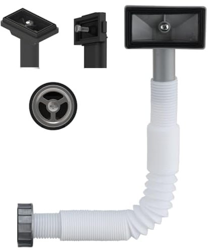 Schläfer 439400 | Kit de Siphon de trop-Plein Universel pour évier et lavabo, avec raccord Vertical et Horizontal, rectangulaire et Rond, Tuyau de vidange Flexible réglable de 150 à 280mm