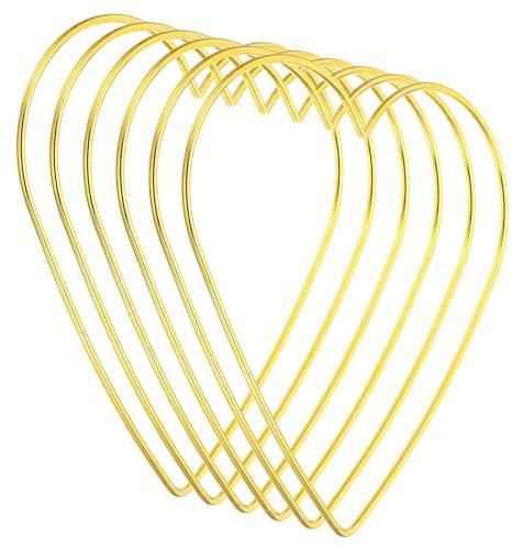 PATIKIL 6-Zoll-Traumfänger-Ringe, 6 Stück Metall-Herzform-Makramee-Kranz-Ring für Heimwerker-Handwerk-Hochzeitswanddekorationen, Gold