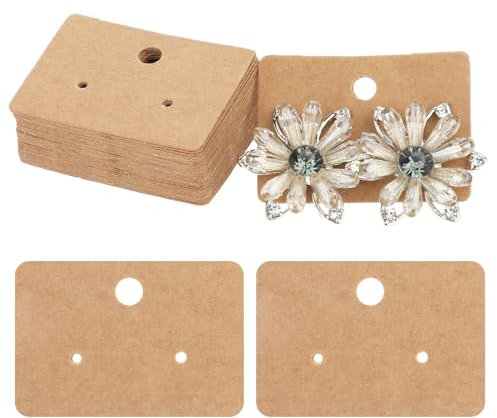 Giantree 100 Stück Ohrringe Displaykarten, 4.5x3.2cm Kraftpapier Ohrring Ständer Schmuck Verpackung Ohrstecker Aufbewahrung Ohrring Halterung Hängen Ohrringkarten für DIY Ohrstecker und Ohrringe