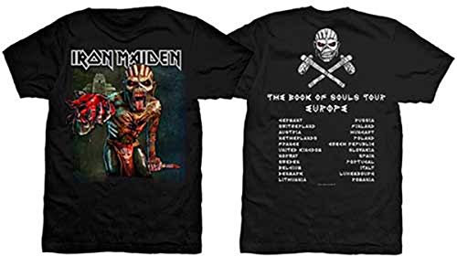 Iron Maiden The Book of Souls European Tour 1 Official Tee T-Shirt Mens Unisex (Medium) Black