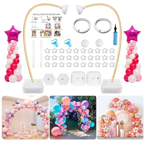 ERMWALR Versatile Balloon Arch Stand Kit with Adjustable Base Poles Free Bending for Wedding, Christmas, Graduation and Birthday Party Decorations (8.2 ft)