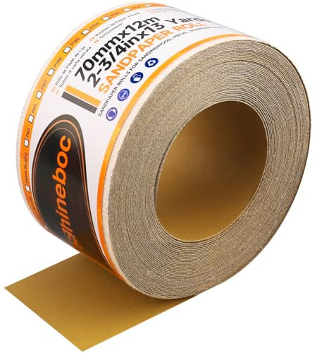 Shineboc 12m x 70mm Hook and Loop Sandpaper Roll, Aluminium Oxide Abrasive Sanding Paper for Sanding, Polishing and Rust Removal, 220 Grit