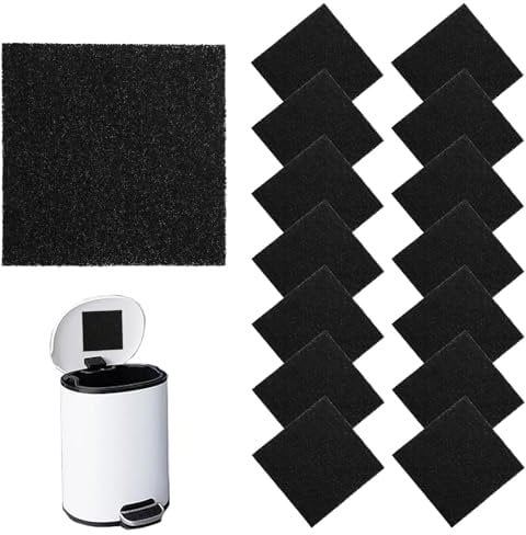 Große Kohlefilter 15 Stück, Aktivkohlefilter für Geruch Absorbierend, Biomülleimer Küche Aktivkohle Matte Filterwatte für Aquarium Katzentoilette Kompost Behälter, Geruchsfilter 12,7 x 12,7 x 0,8cm
