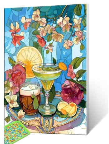 Diamond Painting Kits für Erwachsene Kinder DIY 5D Diamond Art Sommer Getränke Paint mit Runden Diamond Full Drill Gem Art Painting Kit Diamond Painting Zubehör, für Home Wall Decor 90x120cm S-605