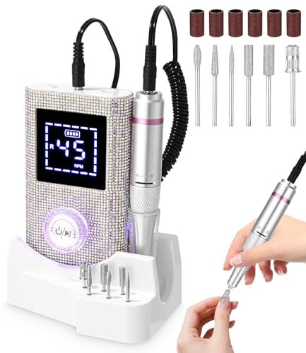 Ponceuse pour Ongles Portable Professionnelle 45000 RPM,Lime à Ongles Electrique Rechargeable pour Enlever et Polir le Gel Acrylique Ongles,Ongles Kit de Salo,Nail Drill,limes a ongles electrique