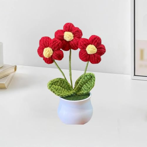 Esyzsss Crochet Flower Bouquet,Knitted Flowers,Cute Handmade Crocheted Flowers,Mini Potted Yarn Woven Puff Flowers,Small Chrysanthemums,Used For Home Office Desktops,Car Decorations,Etc