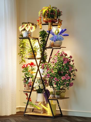 GoTiling Indoor Plant Stand with Grow Lights - Tall 8 Tier Metal Flower Shelf, 60 Multi-Layer Display Rack for Plants, Corner Holder for Home, Garden, Patio